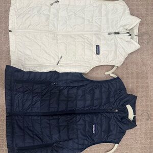 Patagonia Navy and White Quilted Vests